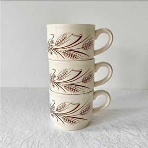 Vintage Biltons England Stackable Mugs With Brown Wheat Design